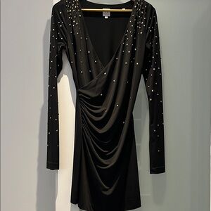 Vintage Halston Heritage Black Sequin Ruched Bodycon Dress